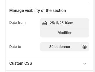 Gestion de la visibilité de section